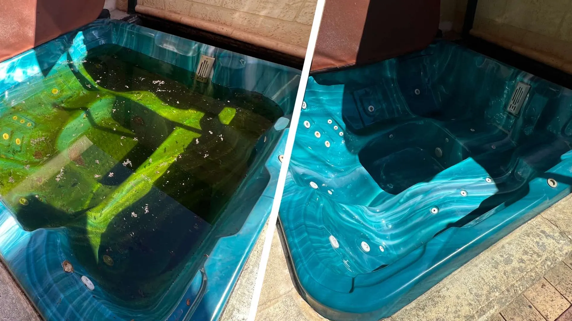 Spa surround before and after cleaning in South Perth