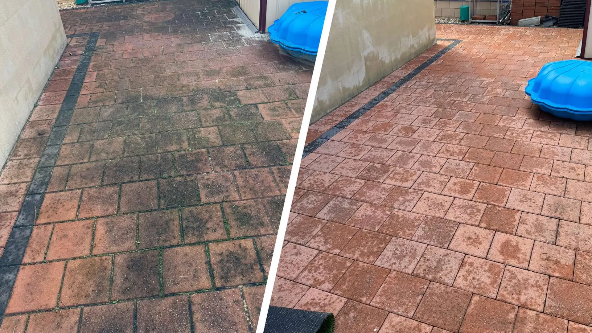 Pavers before and after pressure cleaning in Morley, Perth