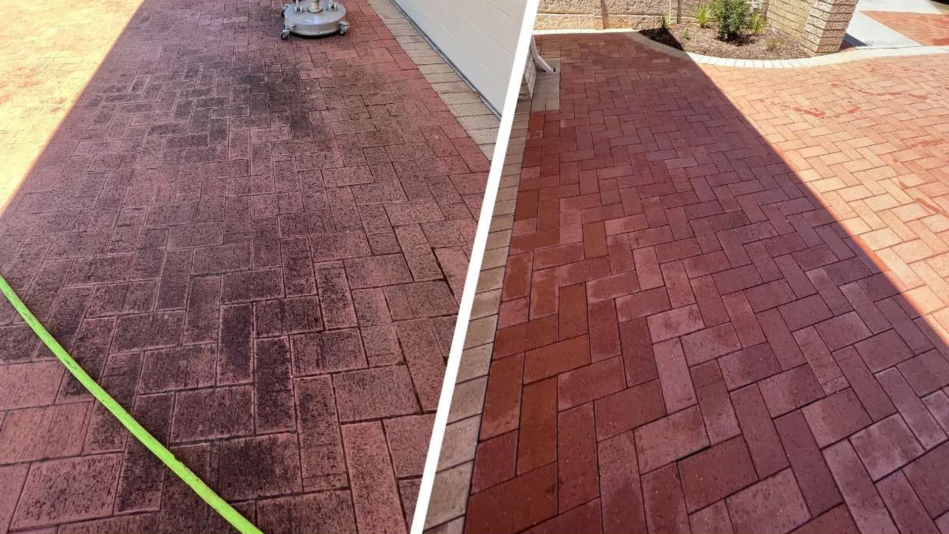 Pavers before and after pressure cleaning in Balcatta, Perth