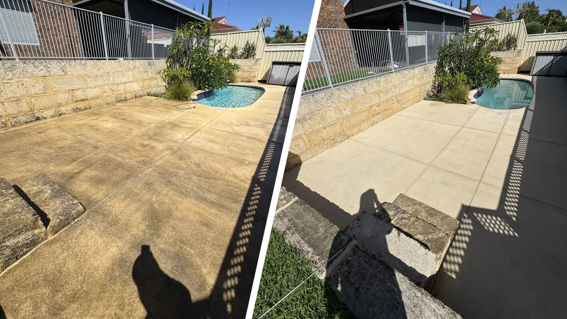 Liquid limestone before and after cleaning in Warwick, Perth