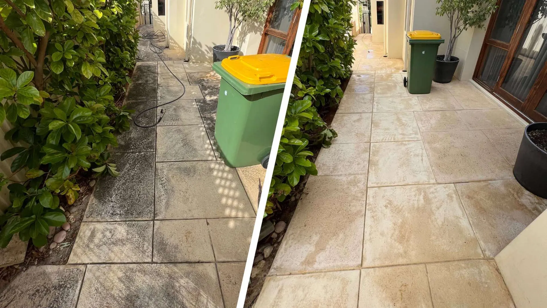 Liquid limestone before and after cleaning in City Beach, Perth