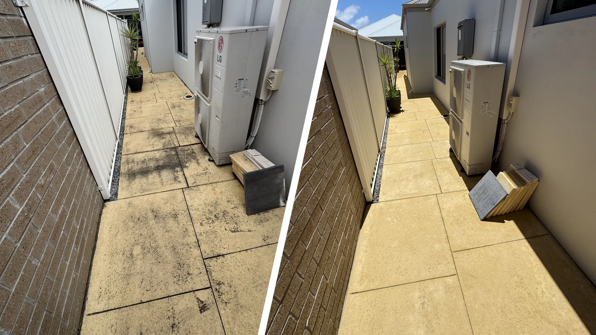 Liquid limestone before and after cleaning in Burns Beach, Perth