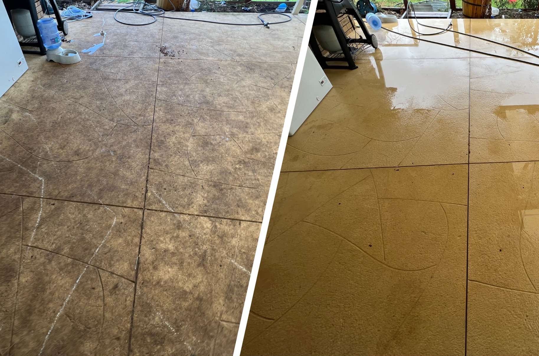 Liquid limestone before and after cleaning in Wanneroo, Perth