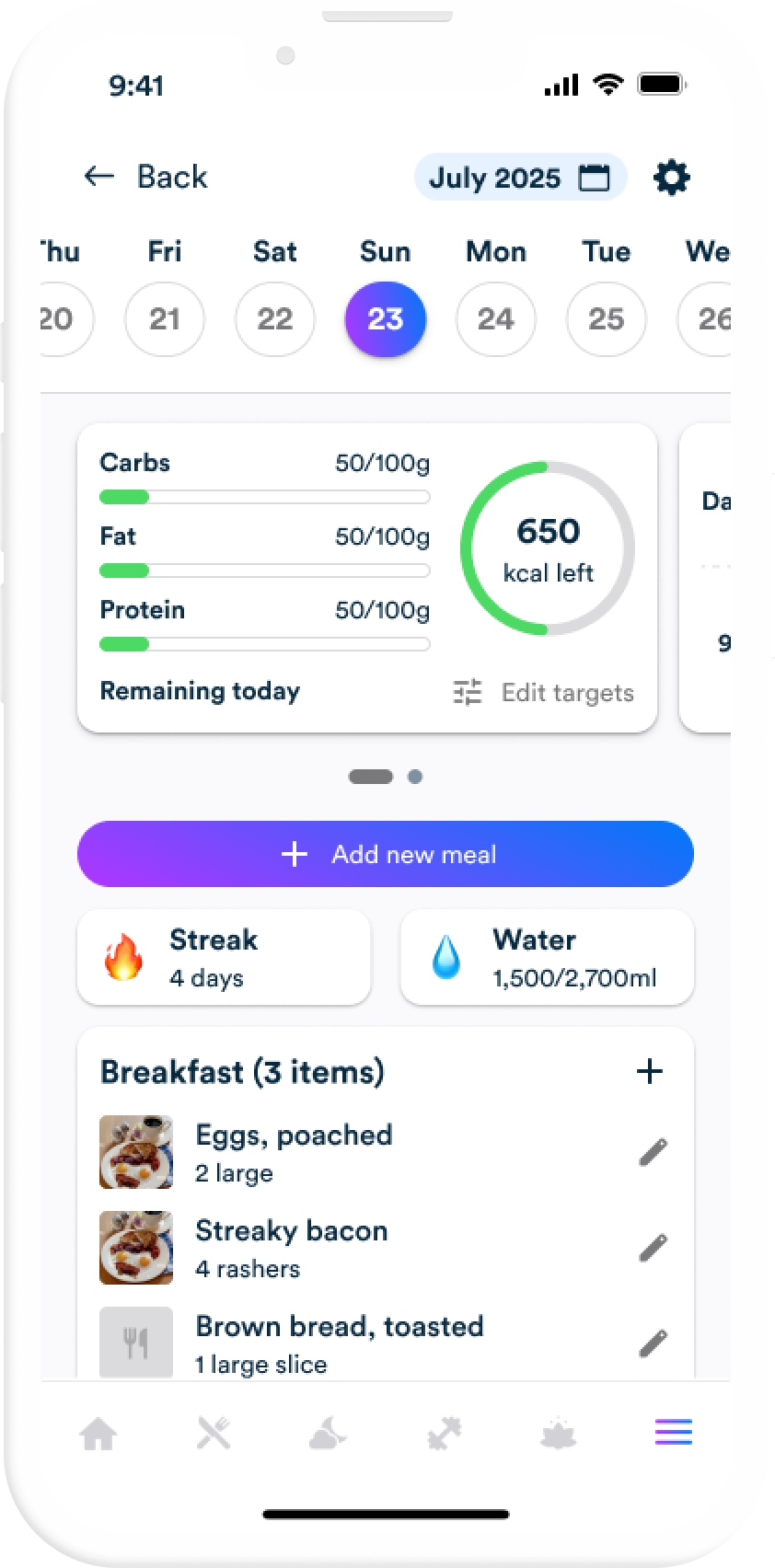 Gro health app food diary