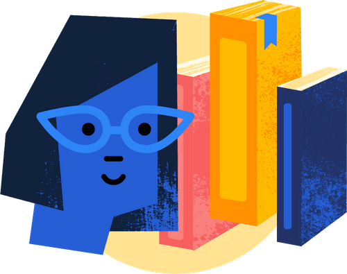 Illustration: A librarian with books