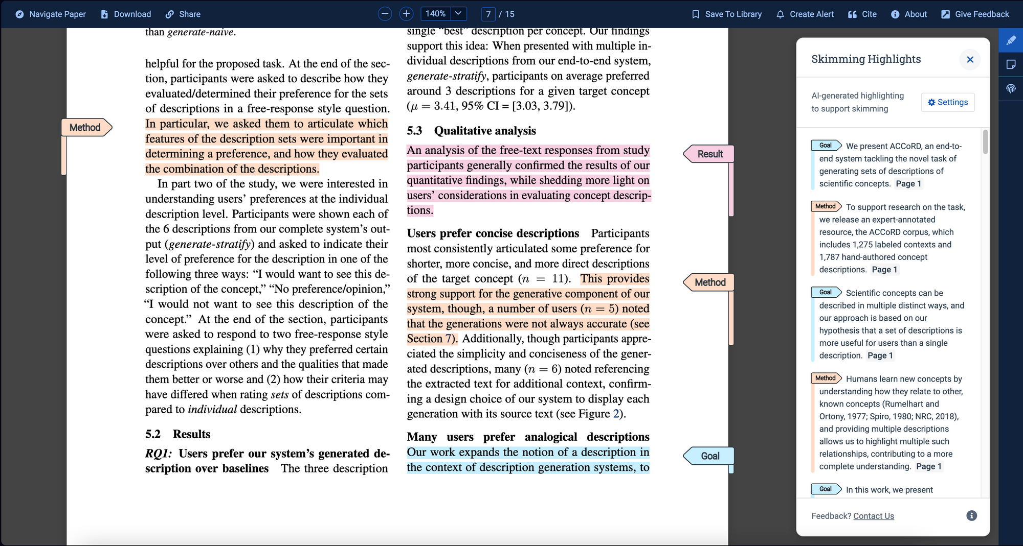 Semantic Scholar Semantic Reader