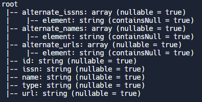 Apache Spark print schema output