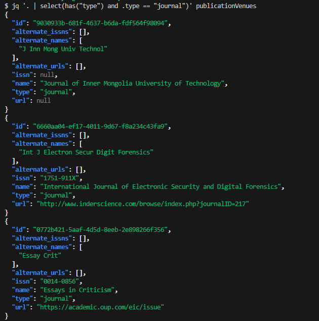 jq Output