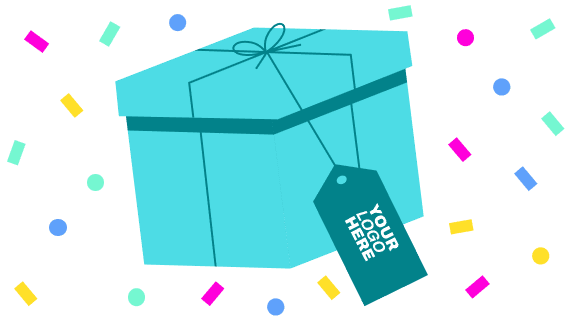 Cartoon hand pulling a curtain back from a gift campaign invitation email.