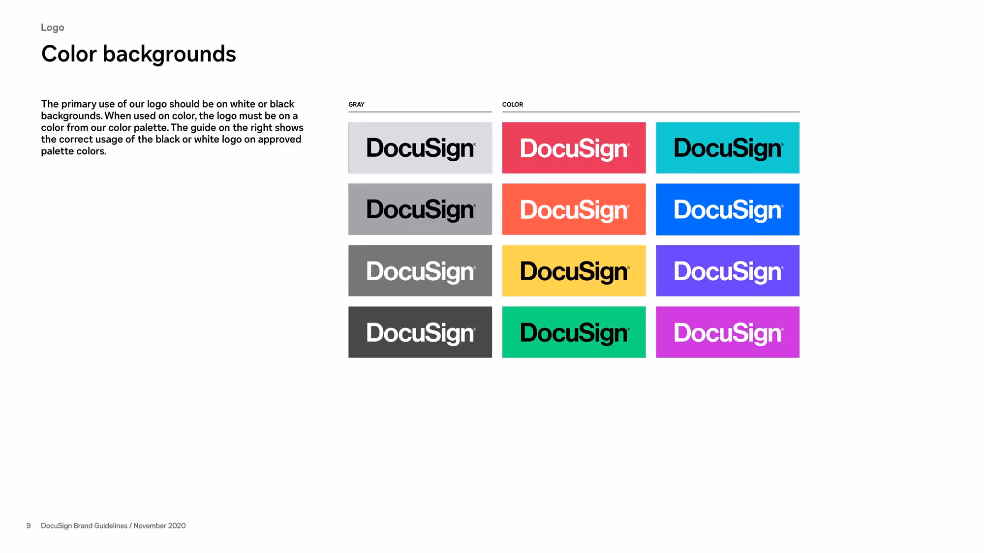 DocuSign brand guidelines color palette. 