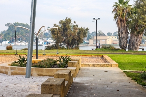 A seagull on a Jetline footpath near Geographe Bay