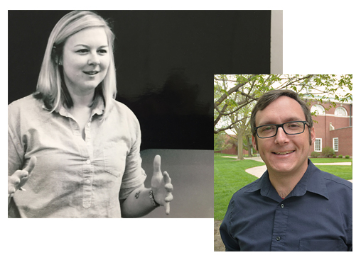 Headshots of Allison Carr and Drew Westberg, Coe College