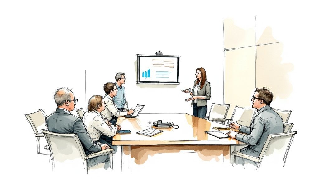 Corporate Wellness Coordinator leading a discussion