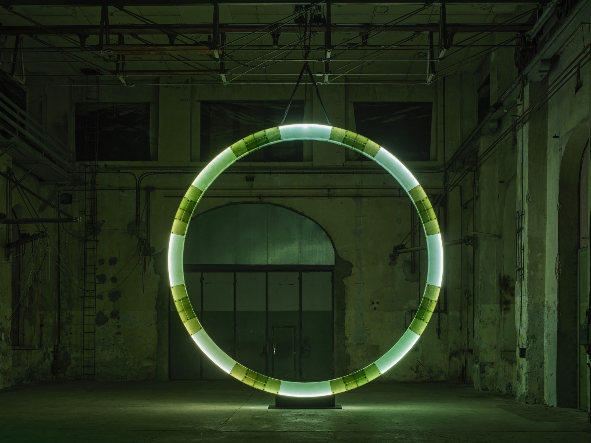 Davide Allieri, Ring, 2026. Large circular fibreglass sculpture functioning as luminous portal, Kunstraum Dornbirn