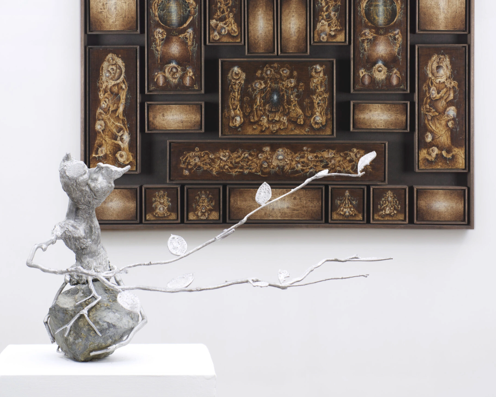 The Fire and Its Ghosts, Nicola Ghirardelli and Andrea Luzi, sculpture and painting installation at Anni Wu Gallery, Milan