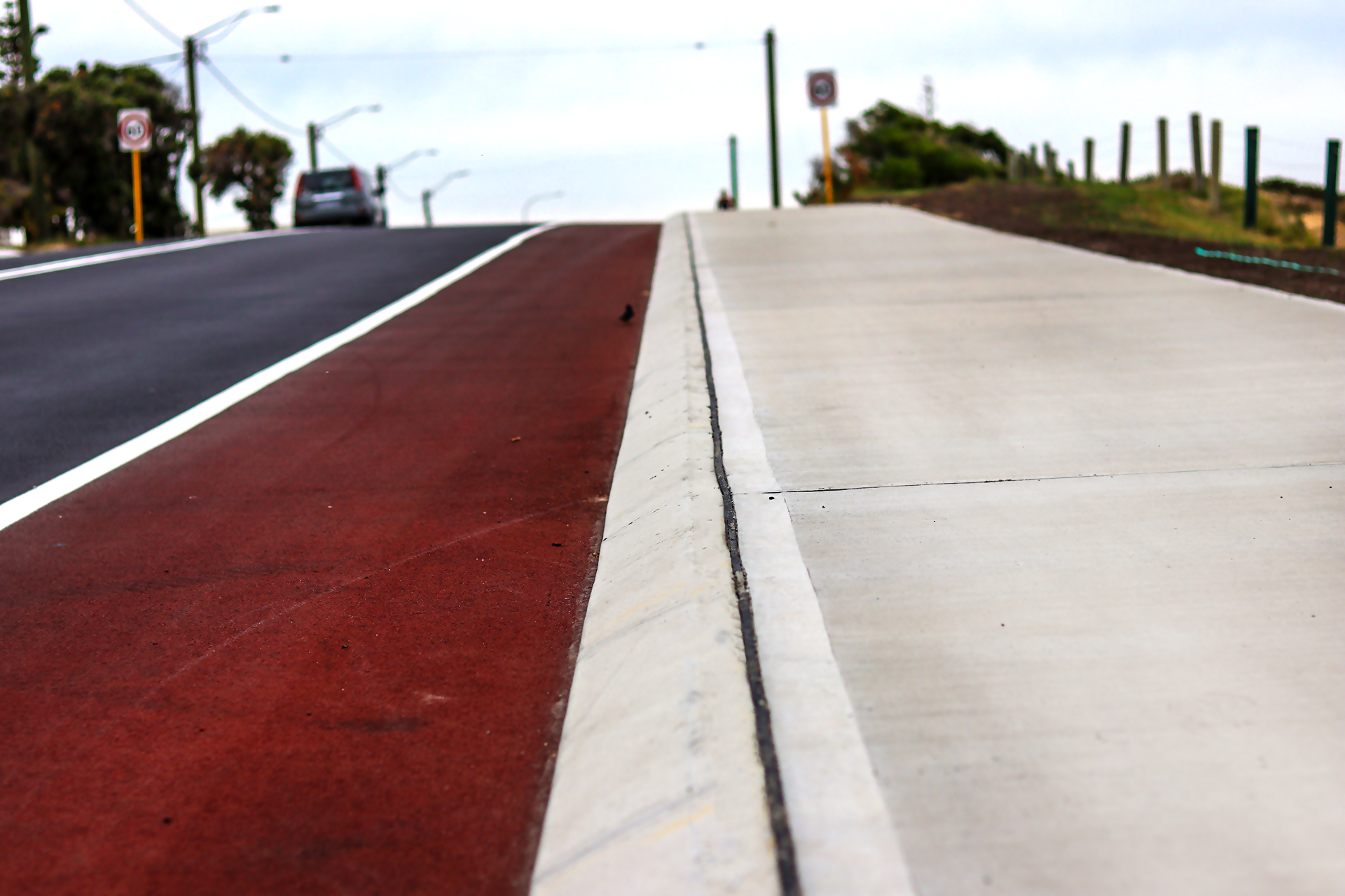 kerbing alongside Ocean Drive, Bunbury. Laid by Jetline