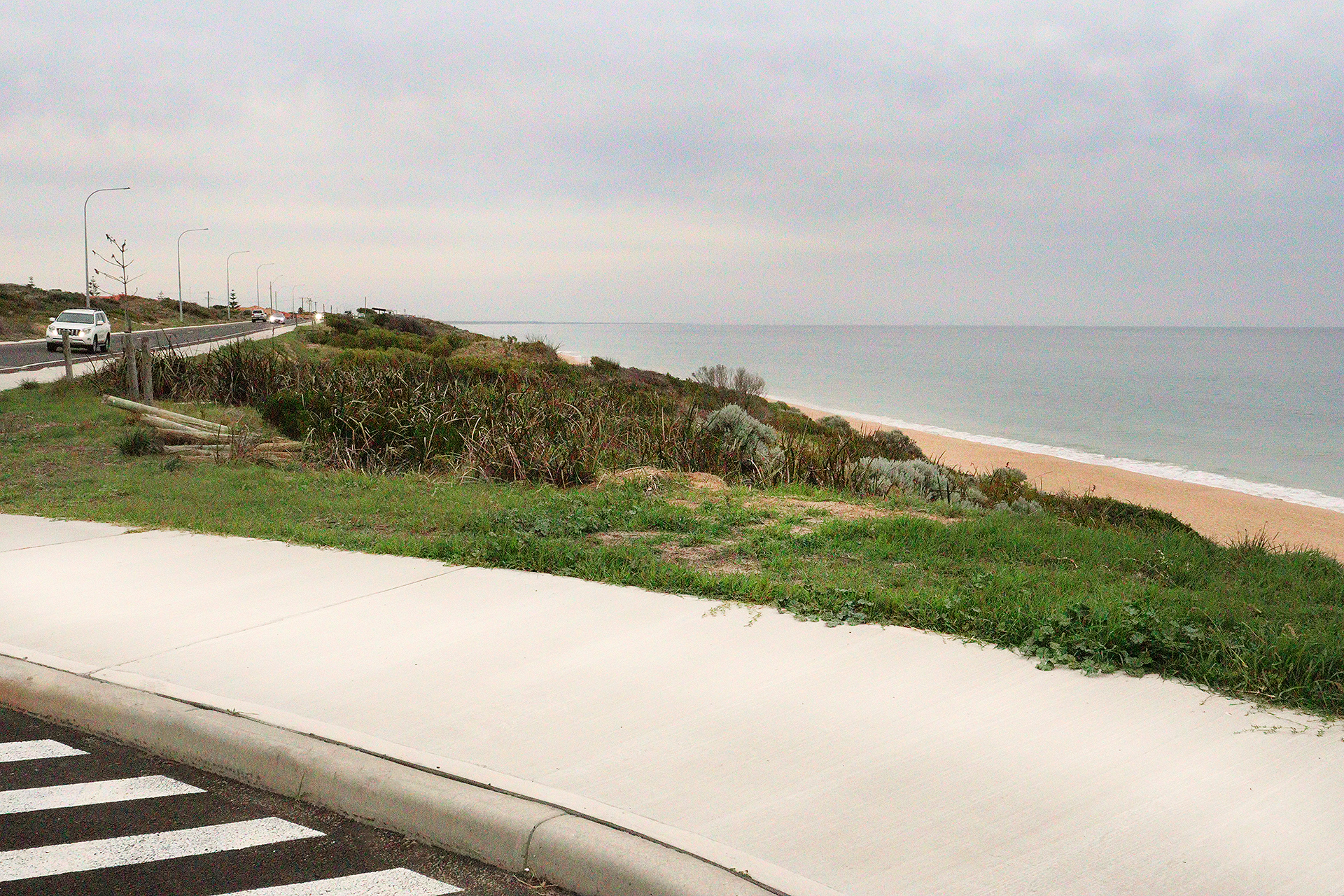 kerbing alongside Ocean Drive, Bunbury. Laid by Jetline