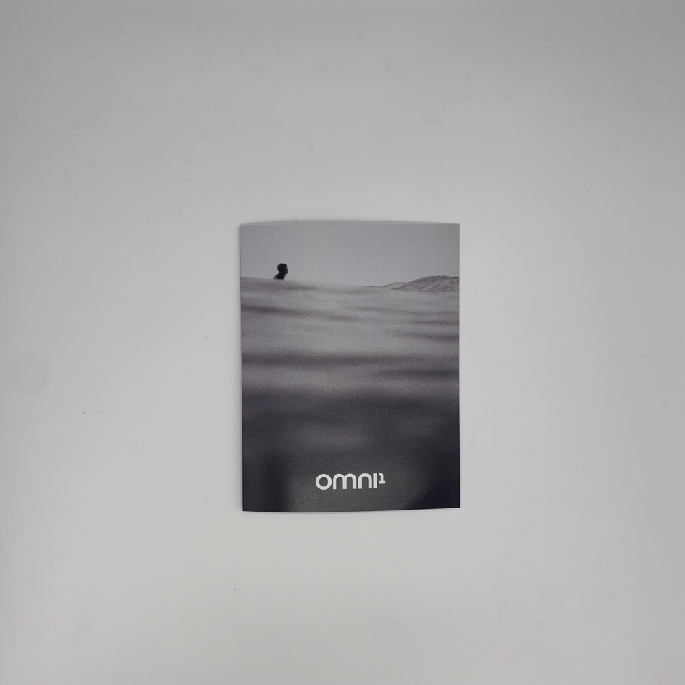 Front cover of bifold with a man in water