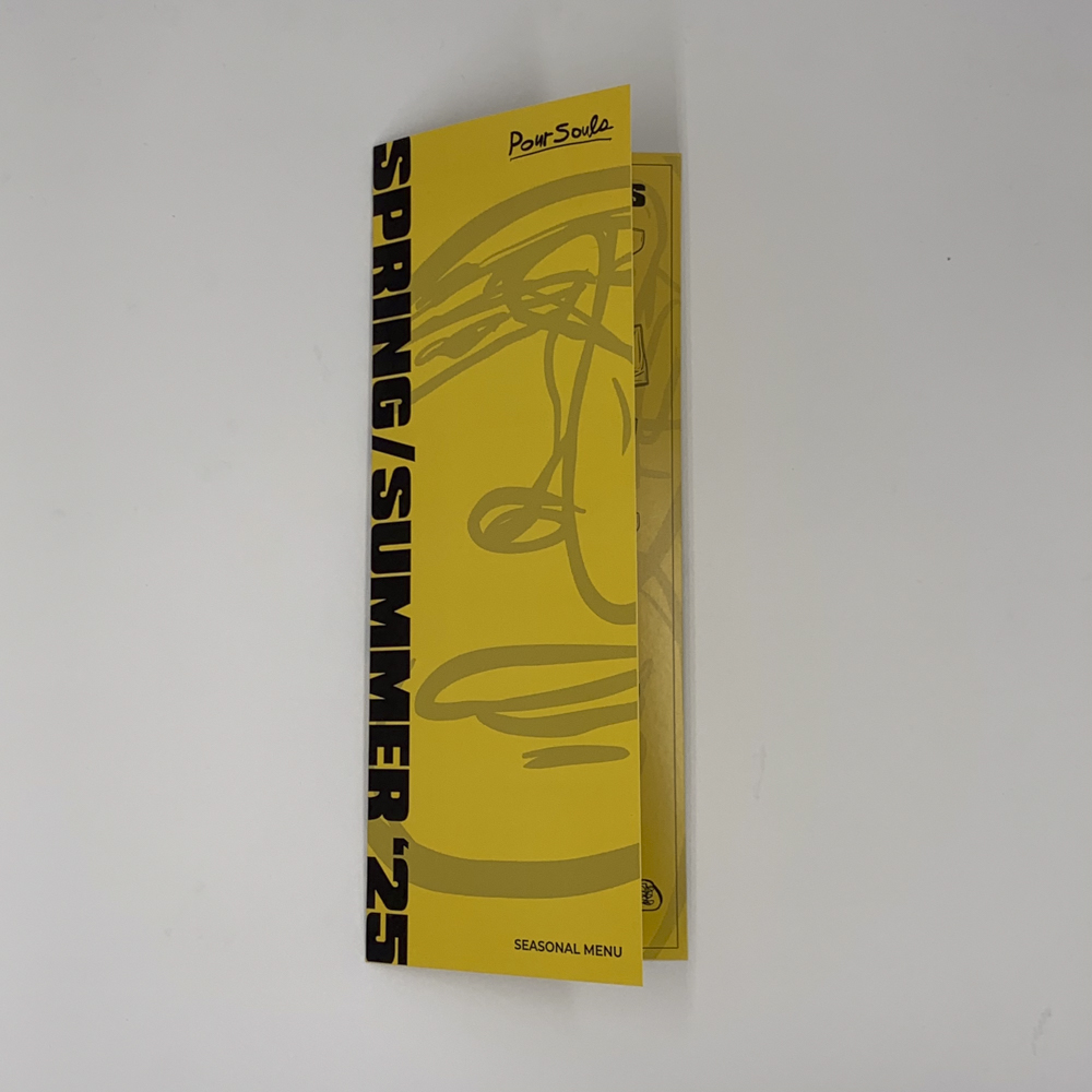 Image of the front cover of a folded bar menu