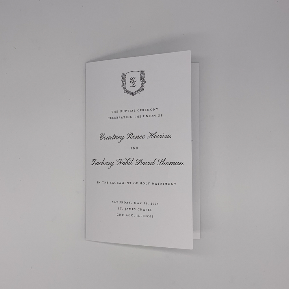 Front cover of a bifold for a wedding
