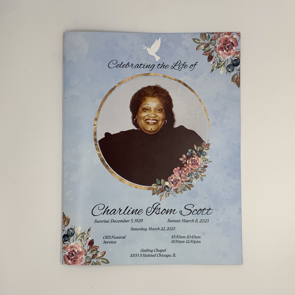 Front cover of an Obituary program booklet