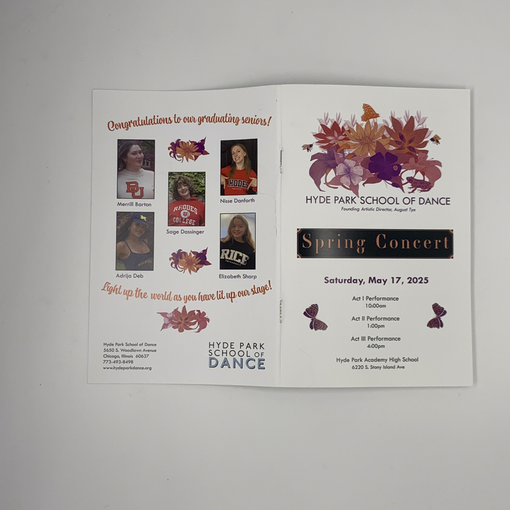 Inside of booklet for Hyde Park School of Dance