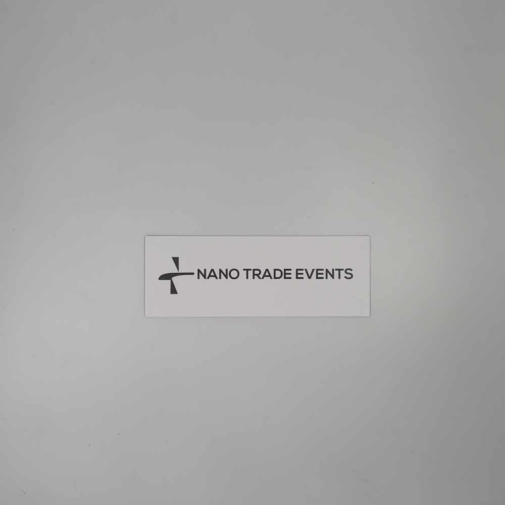 Image of a custom sized business card for Nano Trade Events