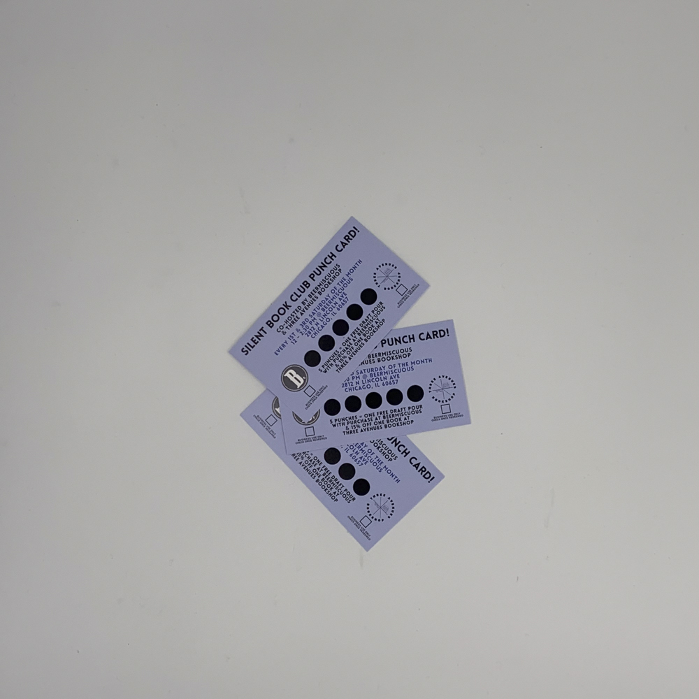 Image of a business card sized punch card for a book club