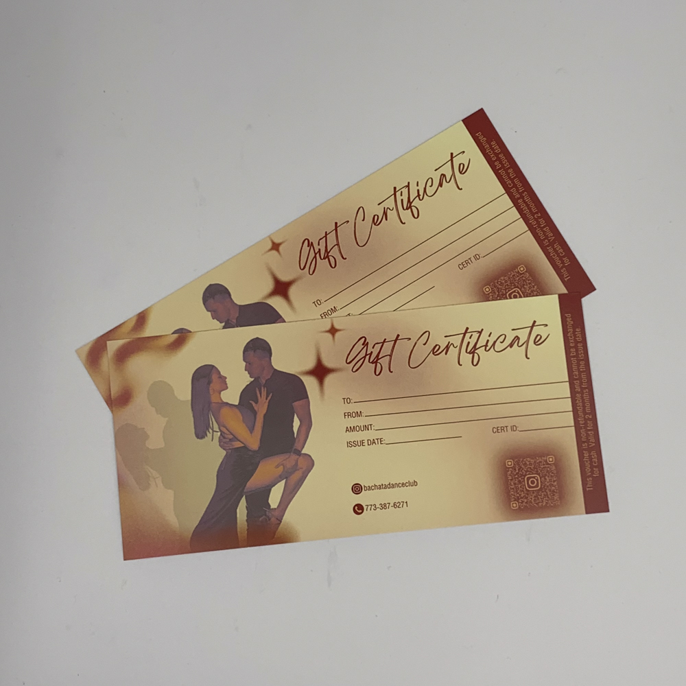 Image of two custom gift certificates