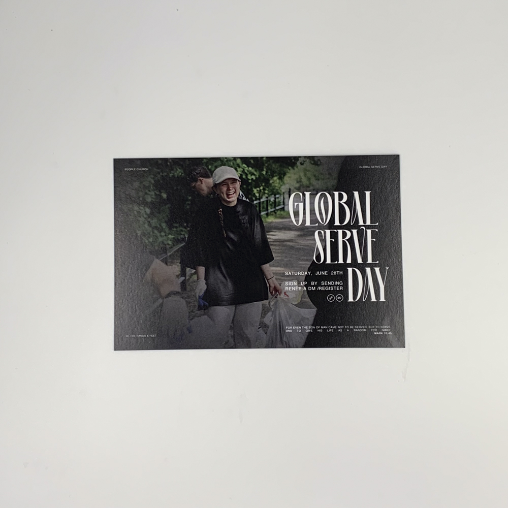 Image of the front of a postcard for Global Serve Day