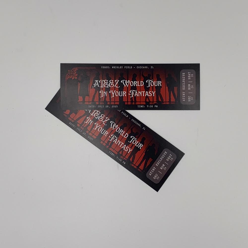 Image of front and back of tickets for a concert at Wrigley Field