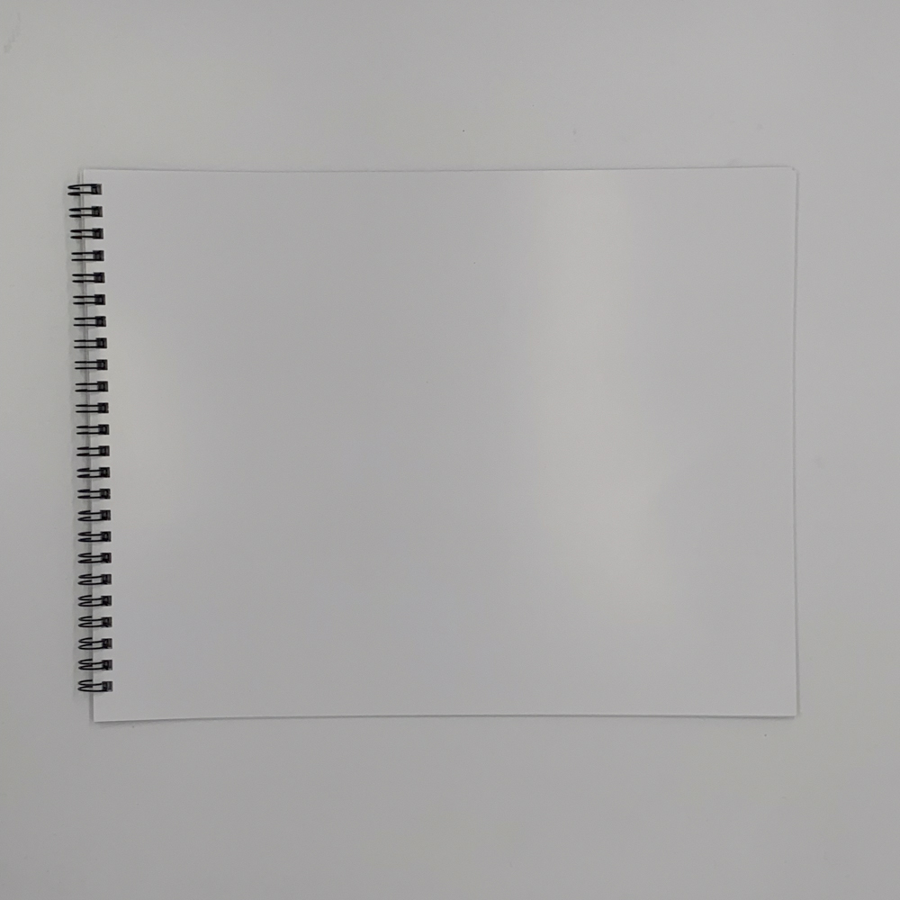 Image of the back of a blank wire bound notebook