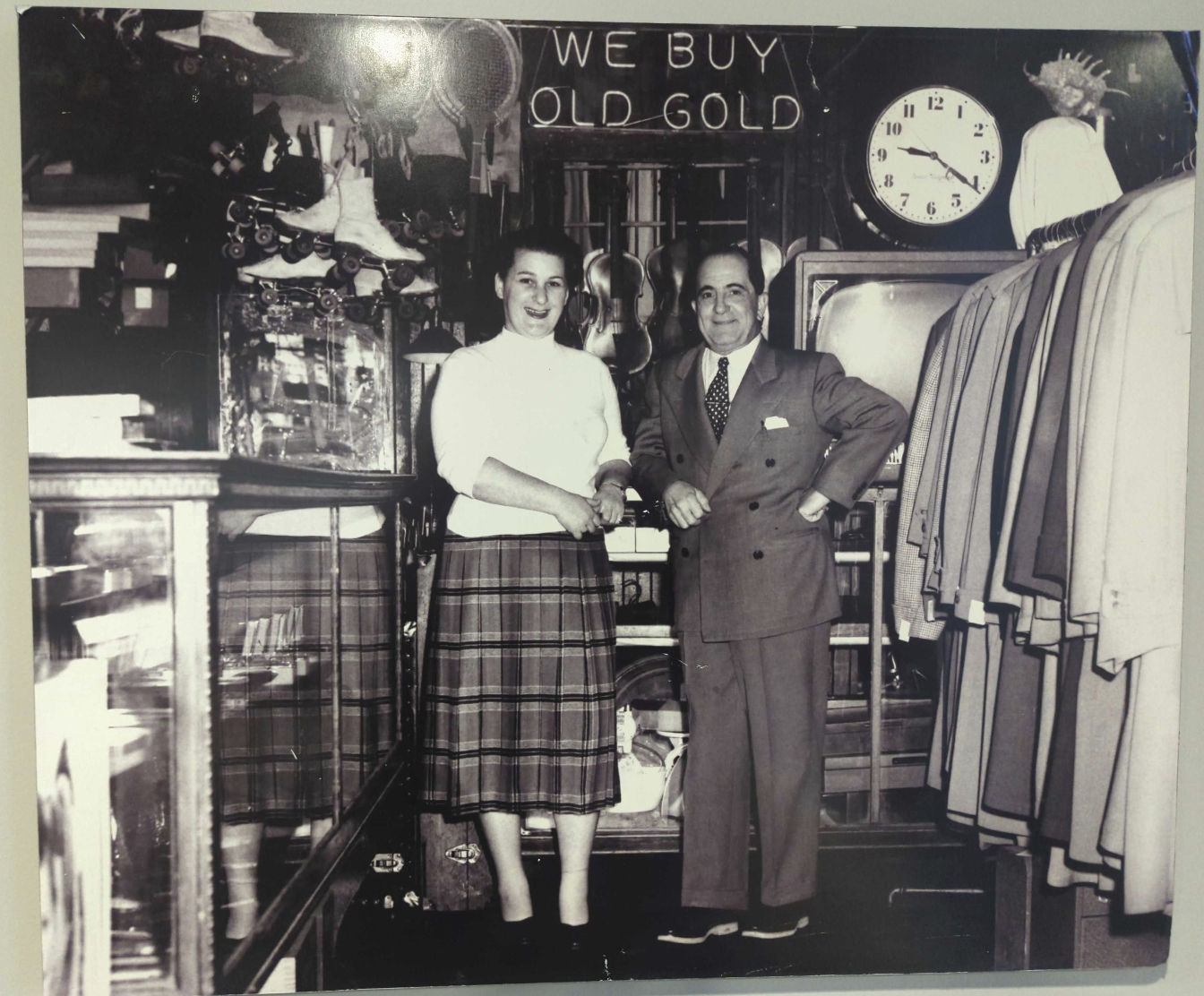 Tally's great-great-grandparents in their pawn shop
