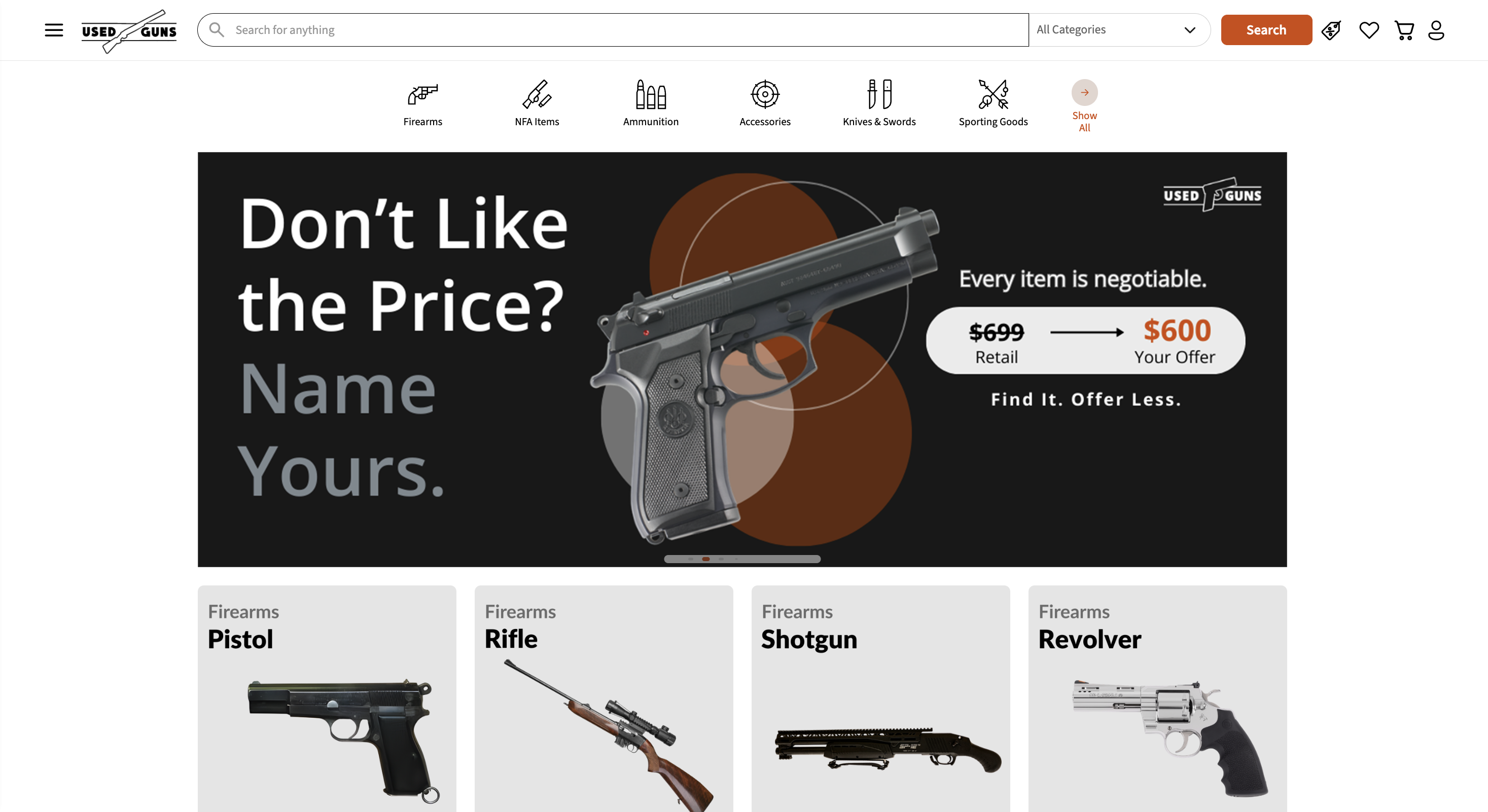 Redesigned Buya.com and UsedGuns.com browsing experience