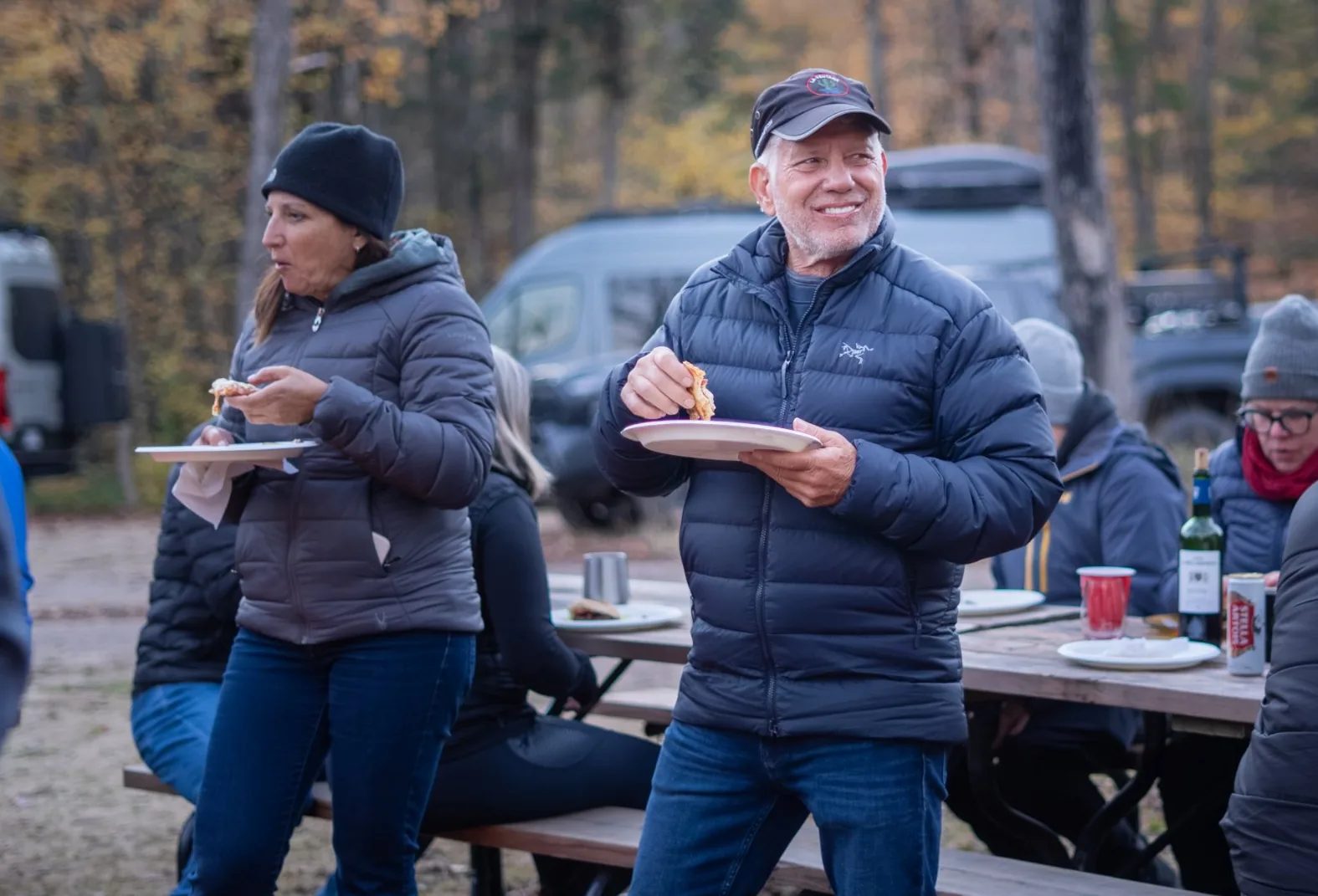 Participants sharing a meal at the Nav Camper Base Camp