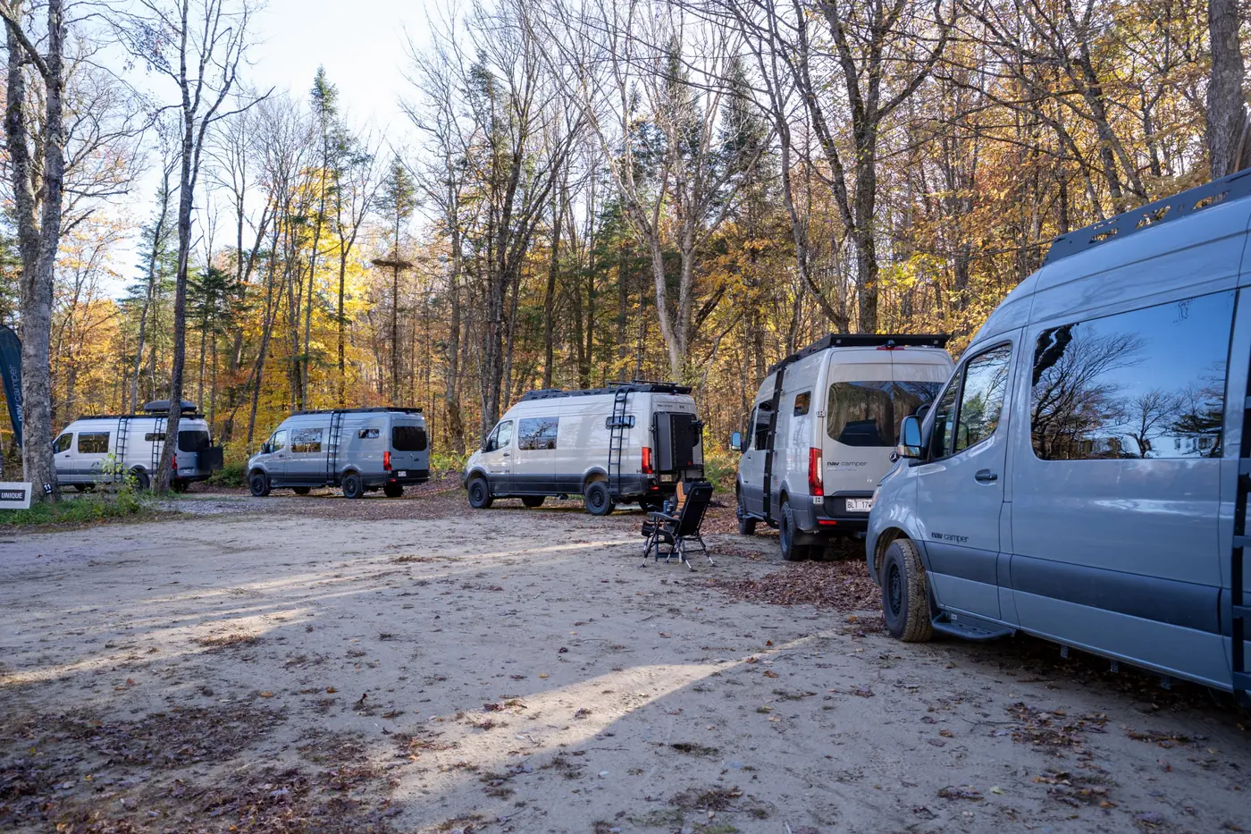 Mercedes-Benz Sprinter camper vans at the Base Camp campsite