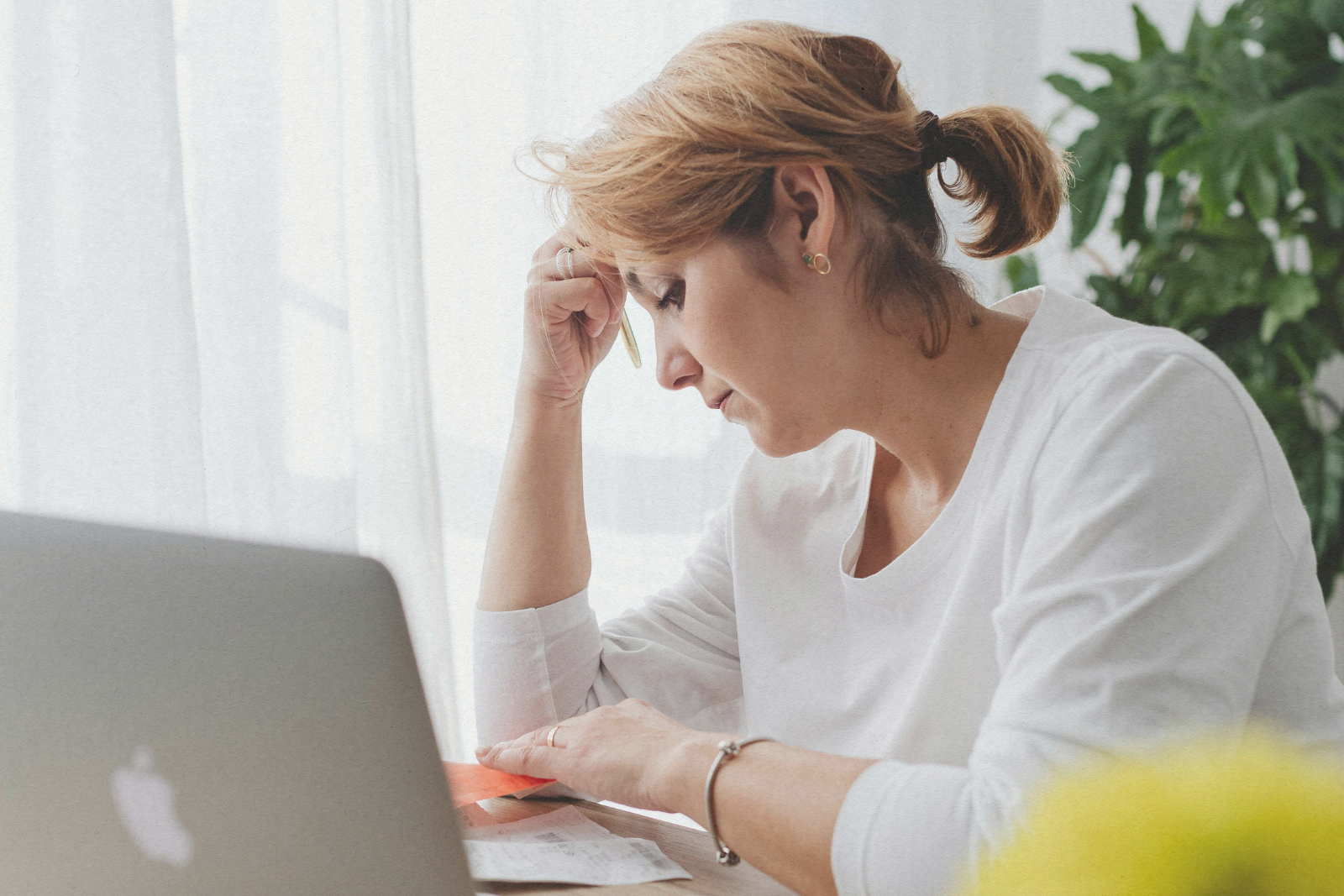 woman stressed at desk