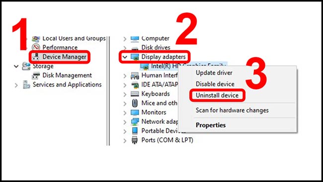 Nhấn chọn vào Uninstall device