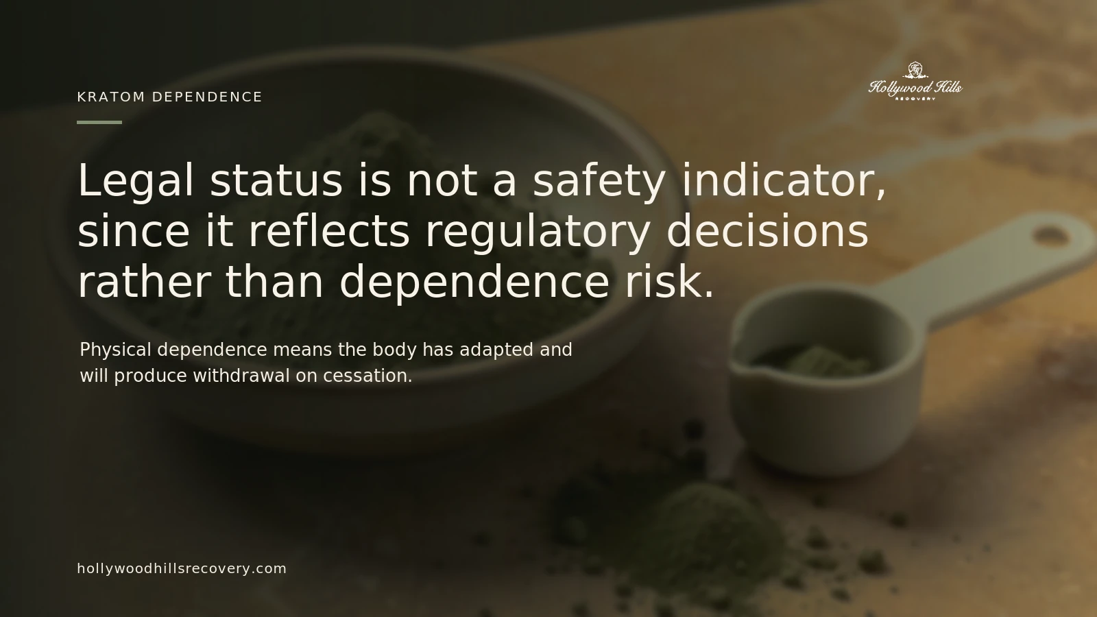 Legal status does not indicate whether kratom carries dependence risk.