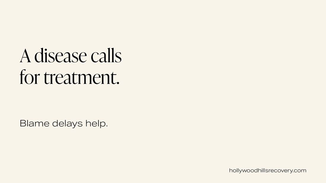 Text graphic: A disease calls for treatment. Blame delays help.