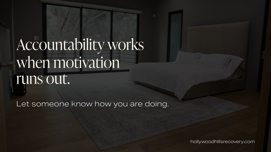 Text graphic: Accountability works when motivation runs out. Let someone know how you are doing.