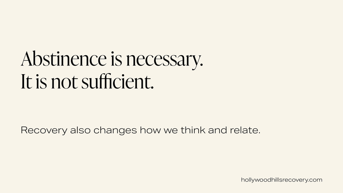 Text graphic: Abstinence is necessary. It is not sufficient. Recovery also changes how we think and relate.