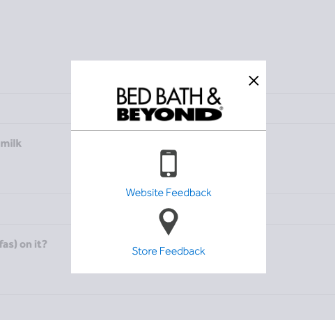 product page optimization | Bed Bath & Beyond makes it possible for shoppers to give feedback both on their website and store