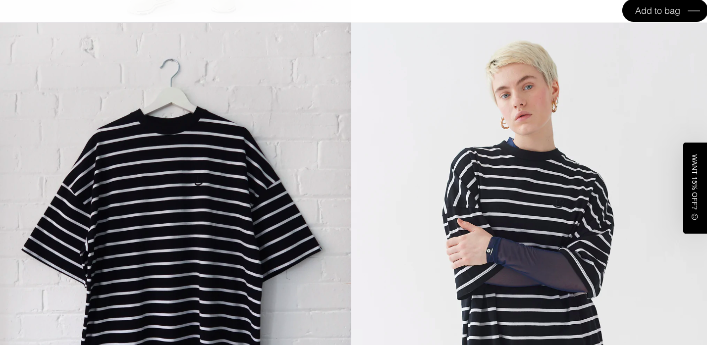 Lazy Oaf features an add to bag button on a sticky panel