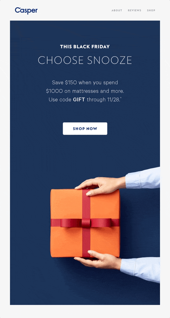 Black Friday email example from Casper