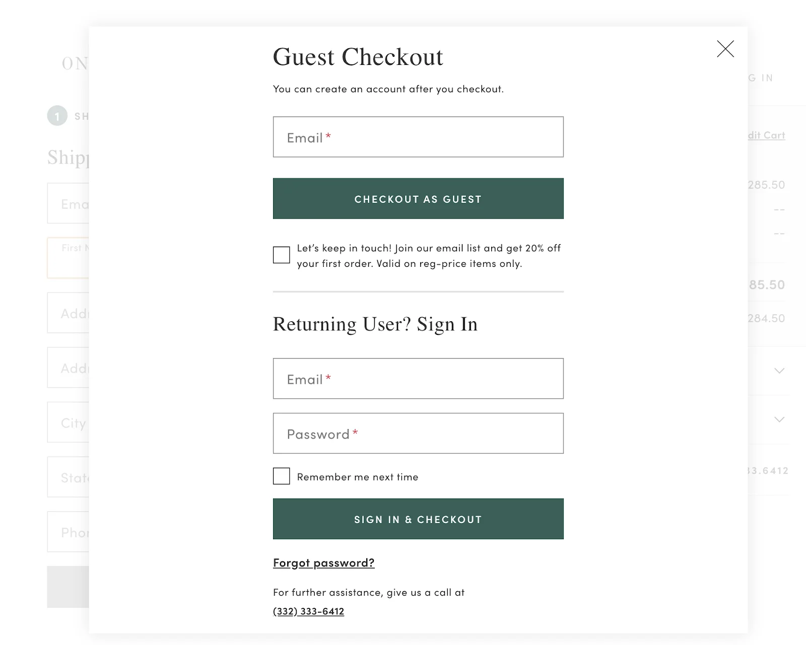 guest checkout example