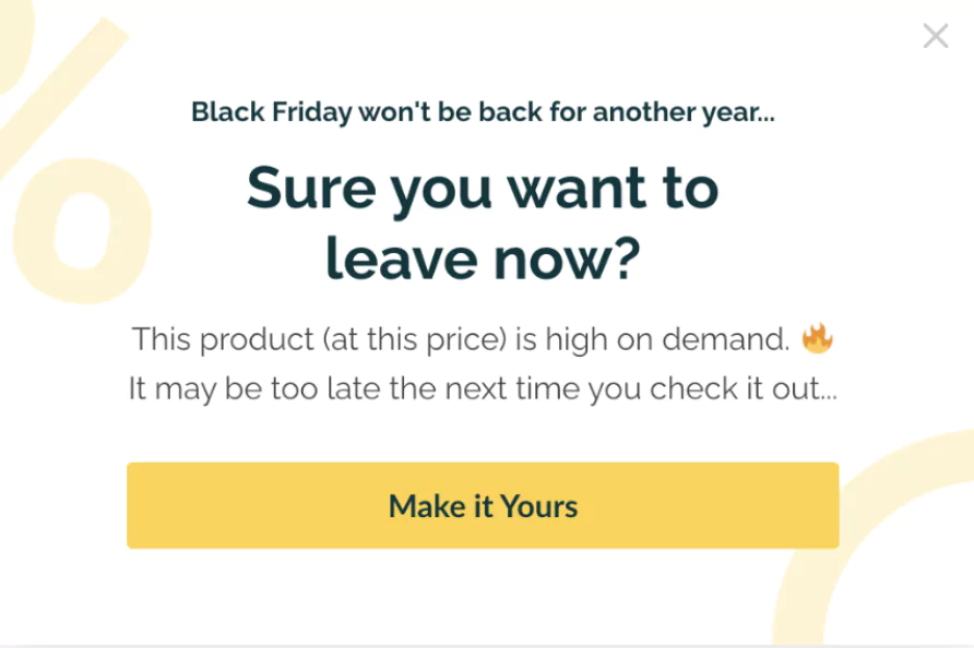 Cart abandonment popup