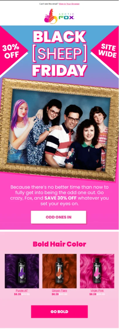 Taking a twist on Black Friday themed emails