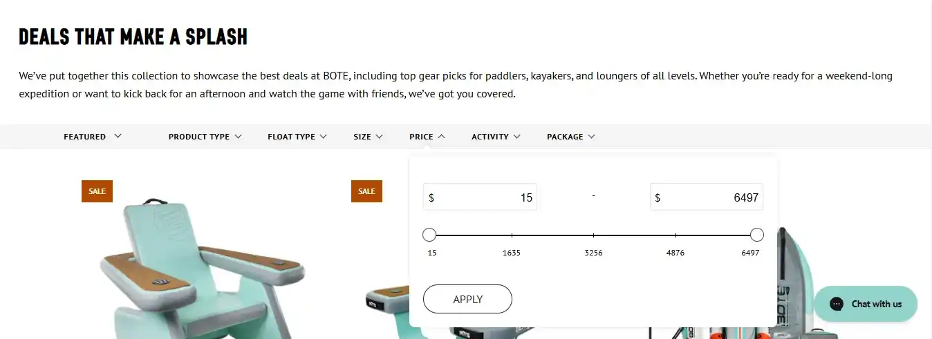 Easy filtering options to help product discovery