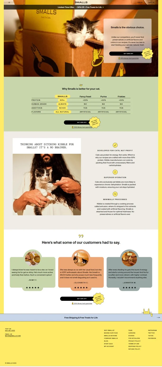 Smalls Pre-sell page example